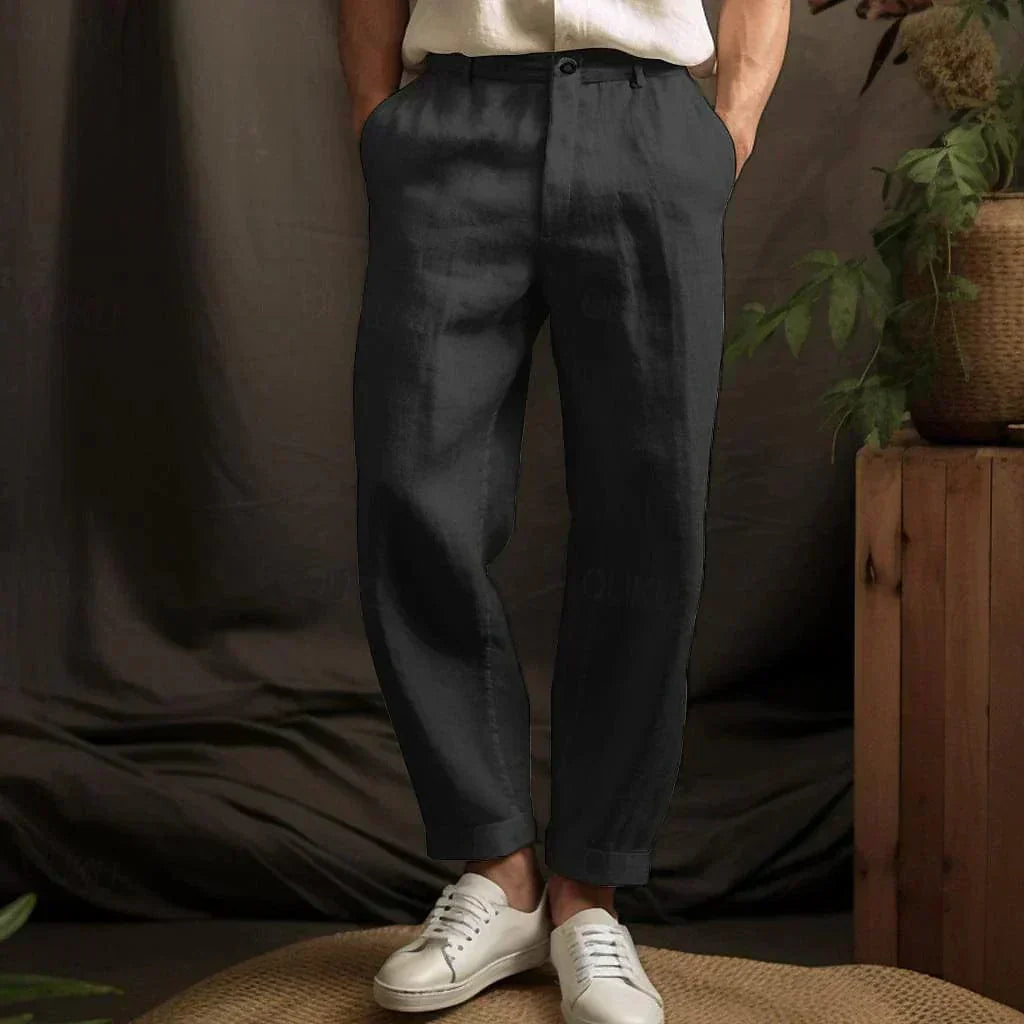 Elegante Herren-Leinenhose mit spitz zulaufenden Knöcheln