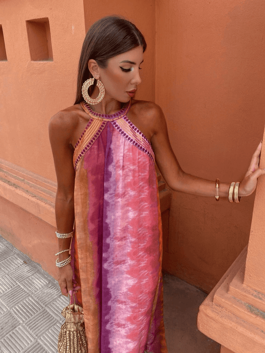 MODEGEIST Damen Ombre-Kleid ärmellos fließender Rock Sommerkleid