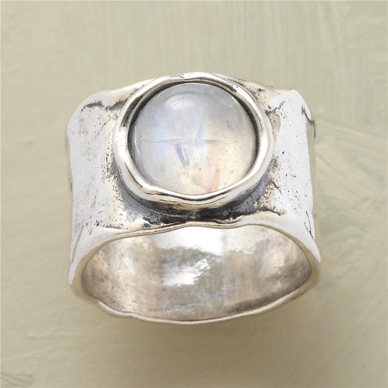 MODEGEIST Damen Silberring Mondstein Designer