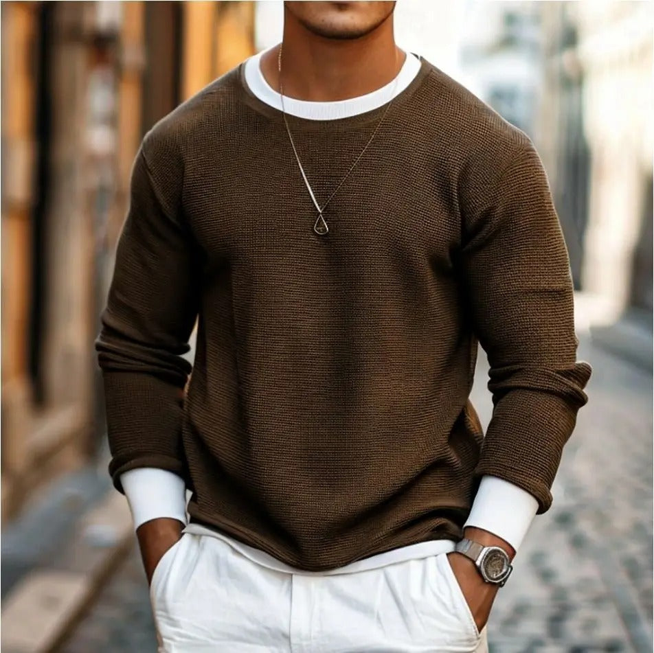 ModeGeist | Strukturierter Strickpullover Lange Ärmel Lässiger und Stilvolles Aussehen