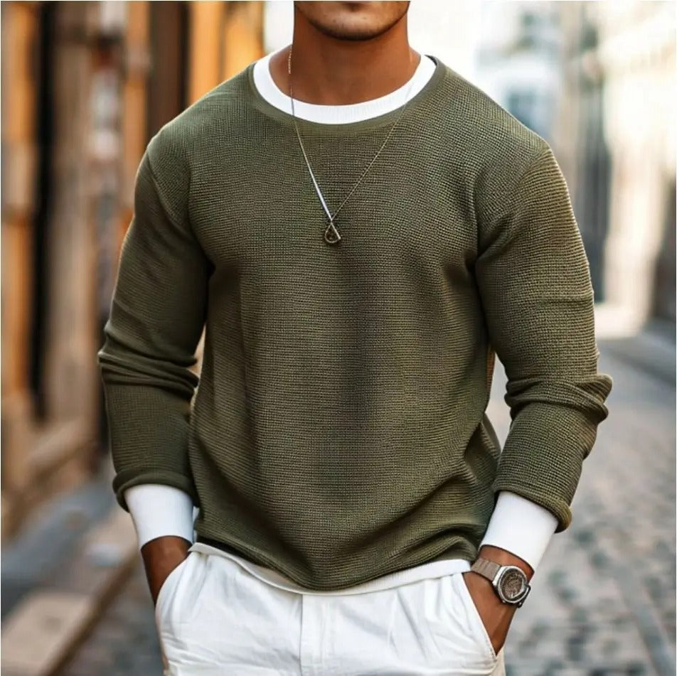 ModeGeist | Strukturierter Strickpullover Lange Ärmel Lässiger und Stilvolles Aussehen