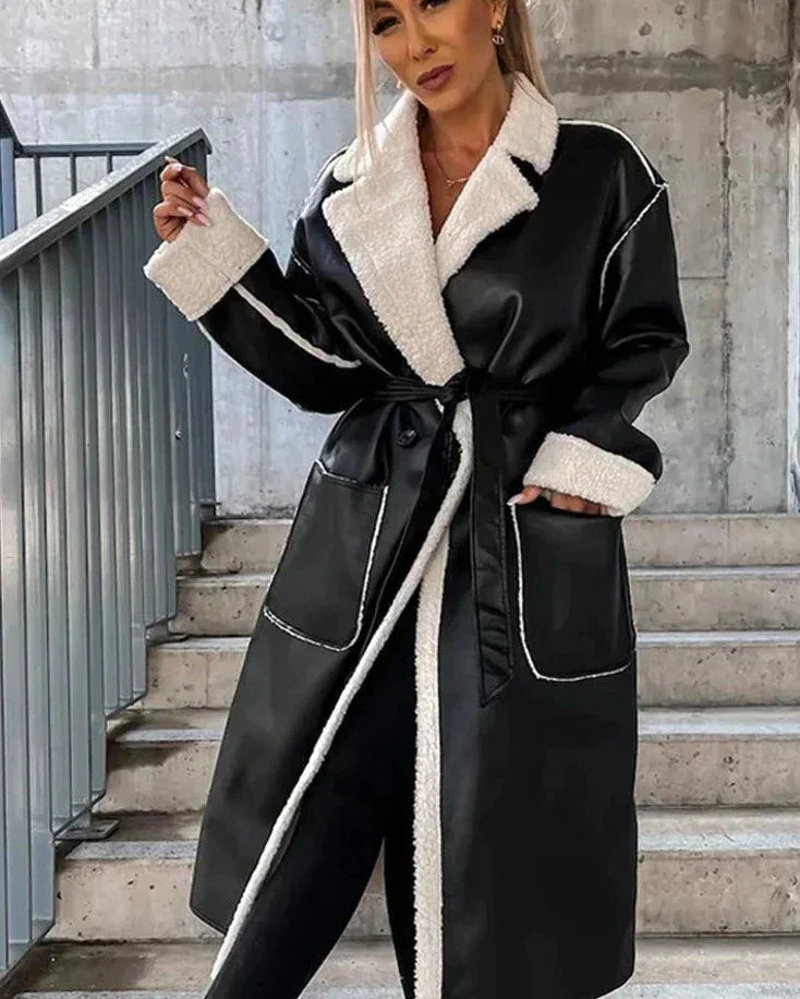 Lederjacke aus langem Leder mit Pelzbesatz