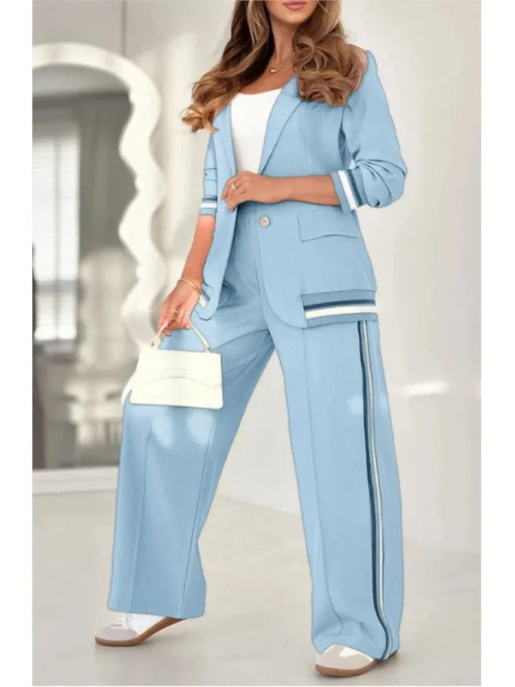 MODEGEIST Damen Lounge-Set Relaxed-Fit weicher Stoff Baumwolle Freizeitanzug