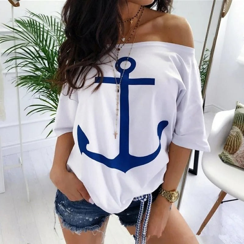 Irene One-Shoulder Lockeres Shirt
