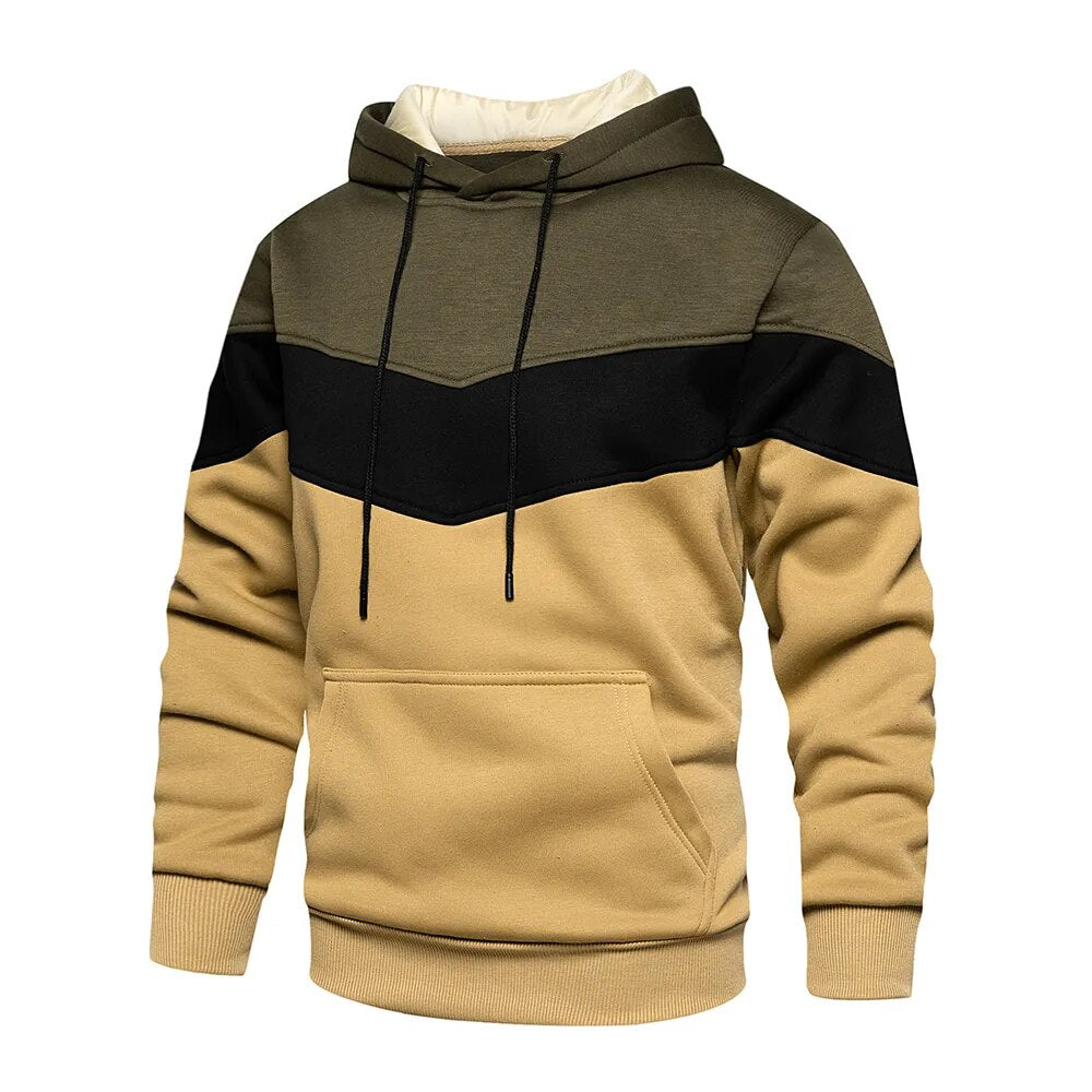 ModeGeist | Kontrastfarbiger Hoodie für Männer Baumwolle Stilvoll und Warm