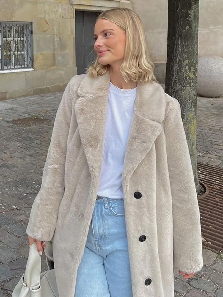 ModeGeist | Weiche Faux Fur Jacke Polyester Elegant und Warm