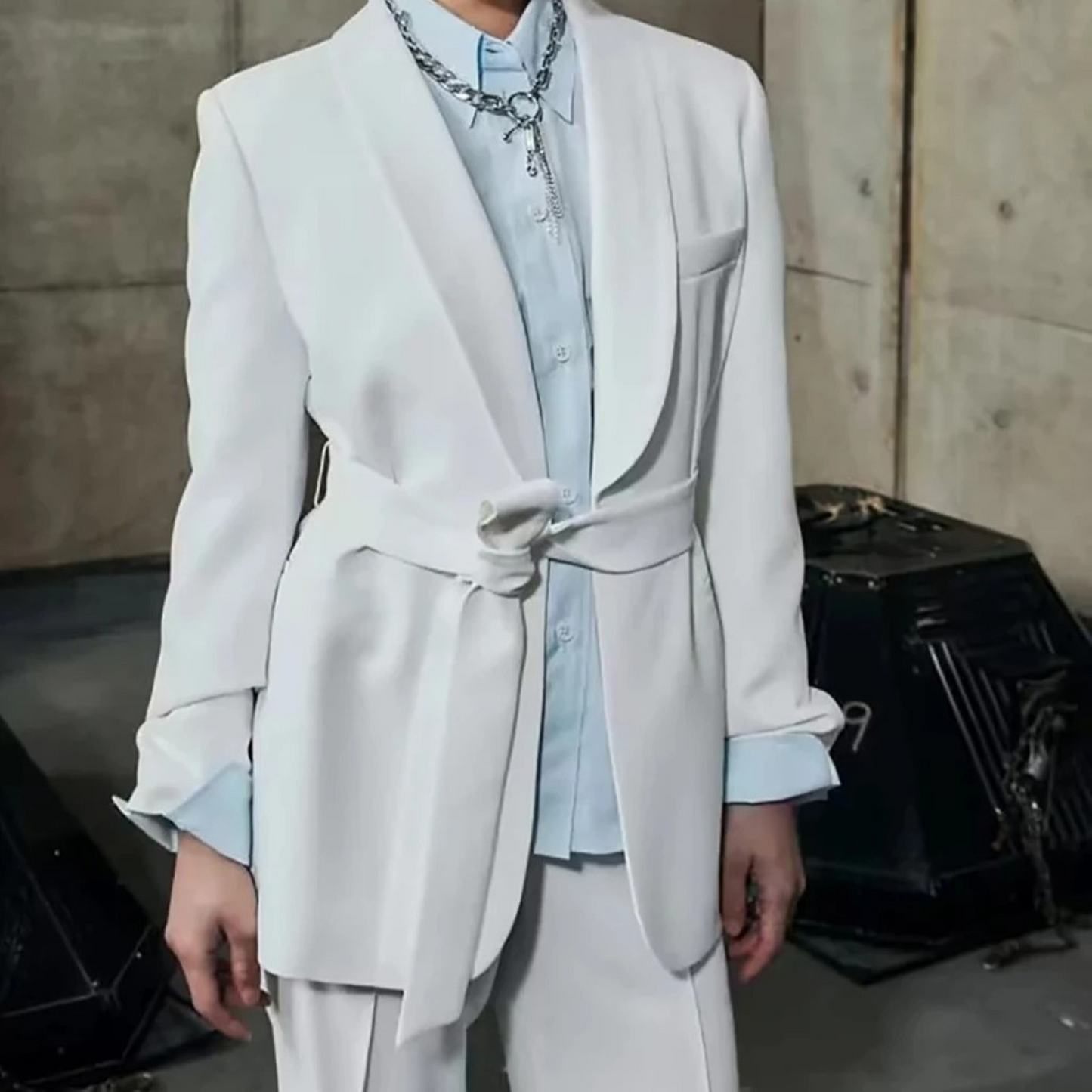 ModeGeist | Mehrfarben Hausbekleidungsstil Blazer und Hose Set