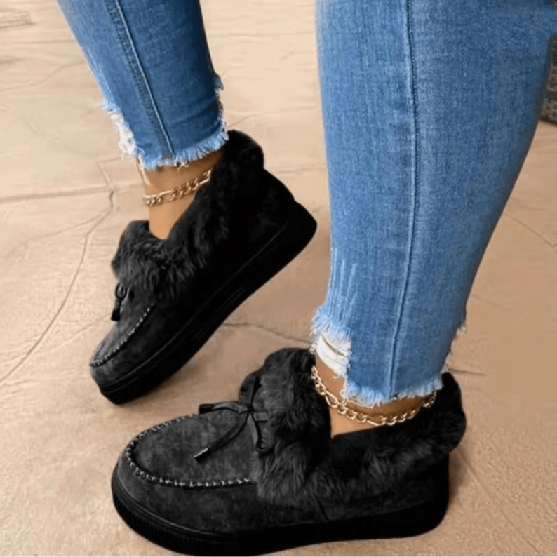 ModeGeist | Bequeme Damen Hausschuhe mit Luxuriösem Pelz