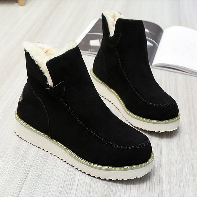 ModeGeist | Winter Wildleder Absatzstiefel mit Kunstpelzfutter