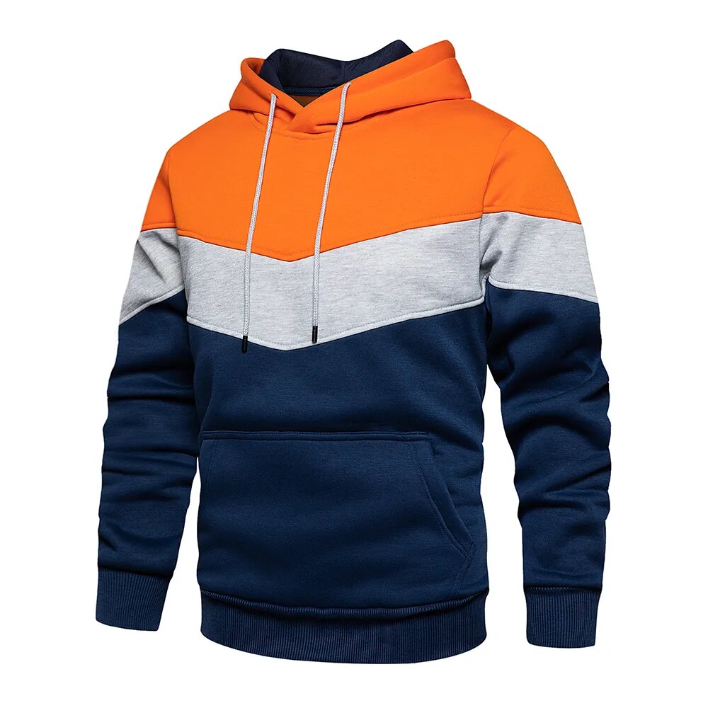 ModeGeist | Kontrastfarbiger Hoodie für Männer Baumwolle Stilvoll und Warm