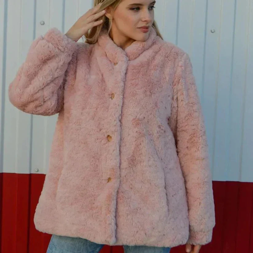 ModeGeist | Luxus-Teddy-Mantel mit Knöpfen
