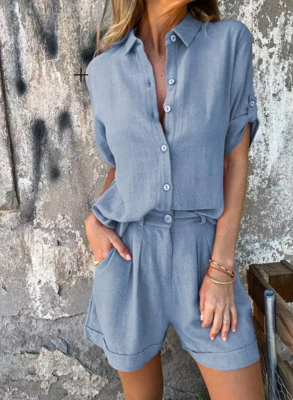 MODEGEIST Damen Sommer-Set Shorts Top Atmungsaktiv Entspannte Passform