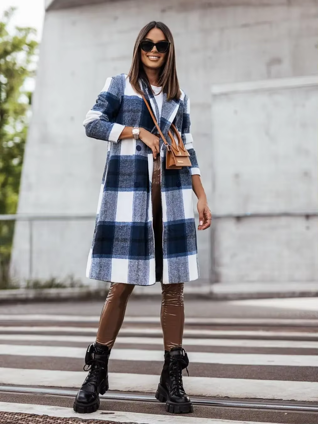 Langer Vintage Wollmantel Sofia – Kariert