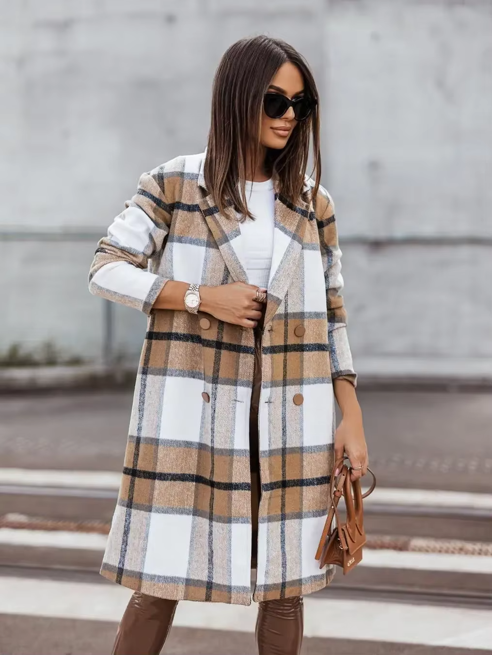 Langer Vintage Wollmantel Sofia – Kariert