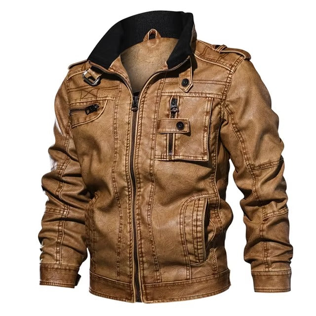 Männer Winter Lederjacke