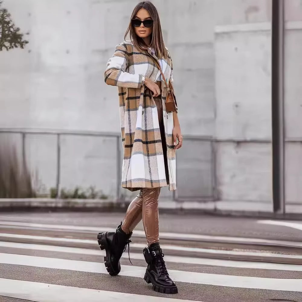 Langer Vintage Wollmantel Sofia – Kariert
