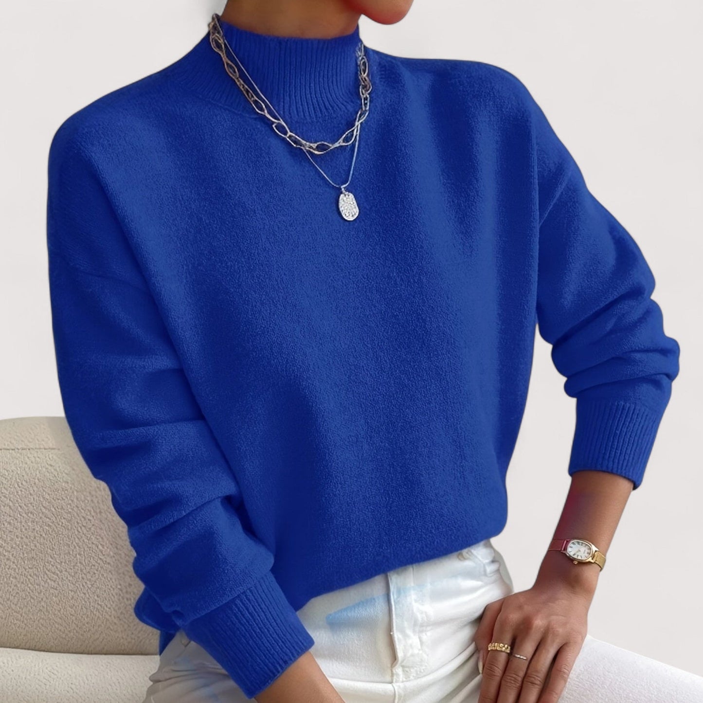 MODEGEIST Damen Rollkragenpullover Tailliert Weiche Textur