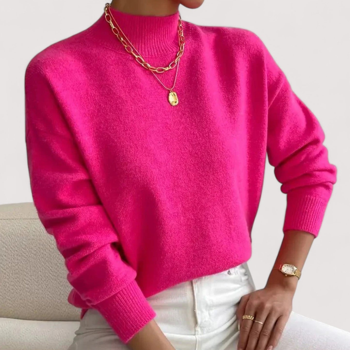 MODEGEIST Damen Rollkragenpullover Tailliert Weiche Textur