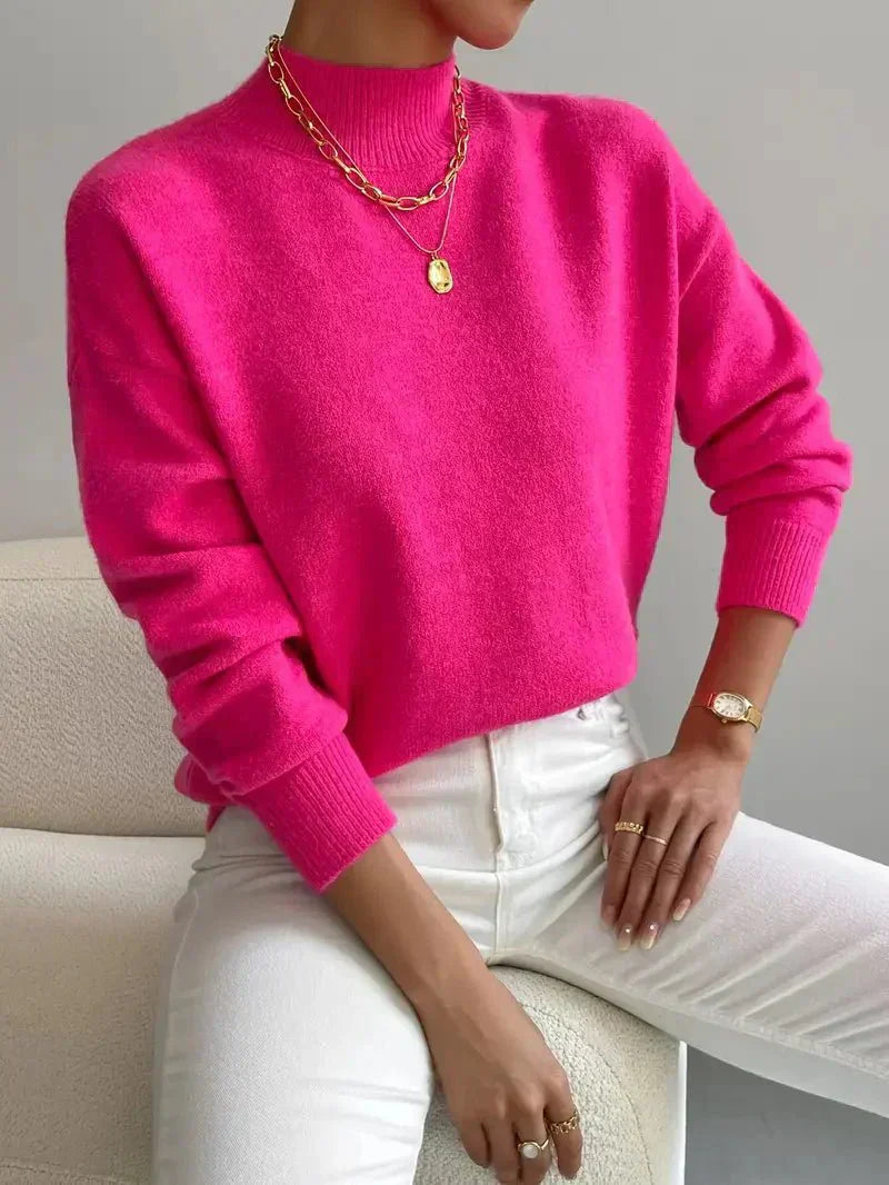 MODEGEIST Damen Rollkragenpullover Langarm Soft-Knit Beige
