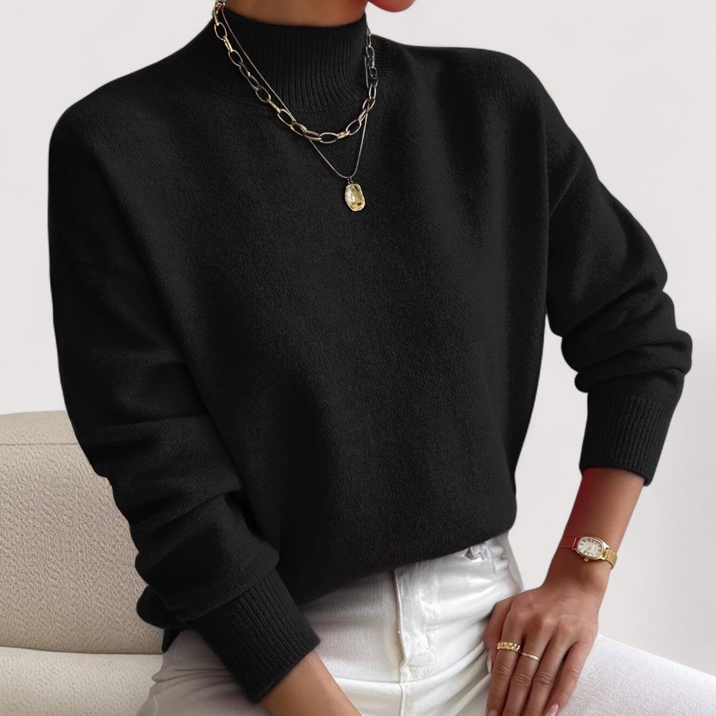MODEGEIST Damen Rollkragenpullover Tailliert Weiche Textur