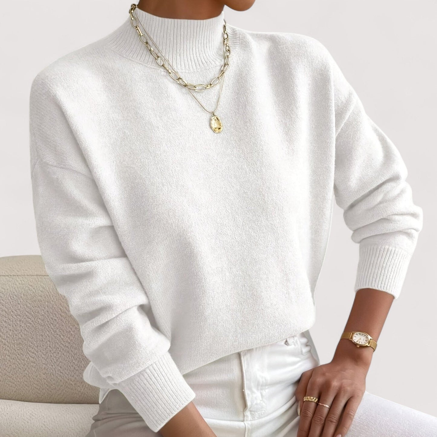MODEGEIST Damen Rollkragenpullover Tailliert Weich
