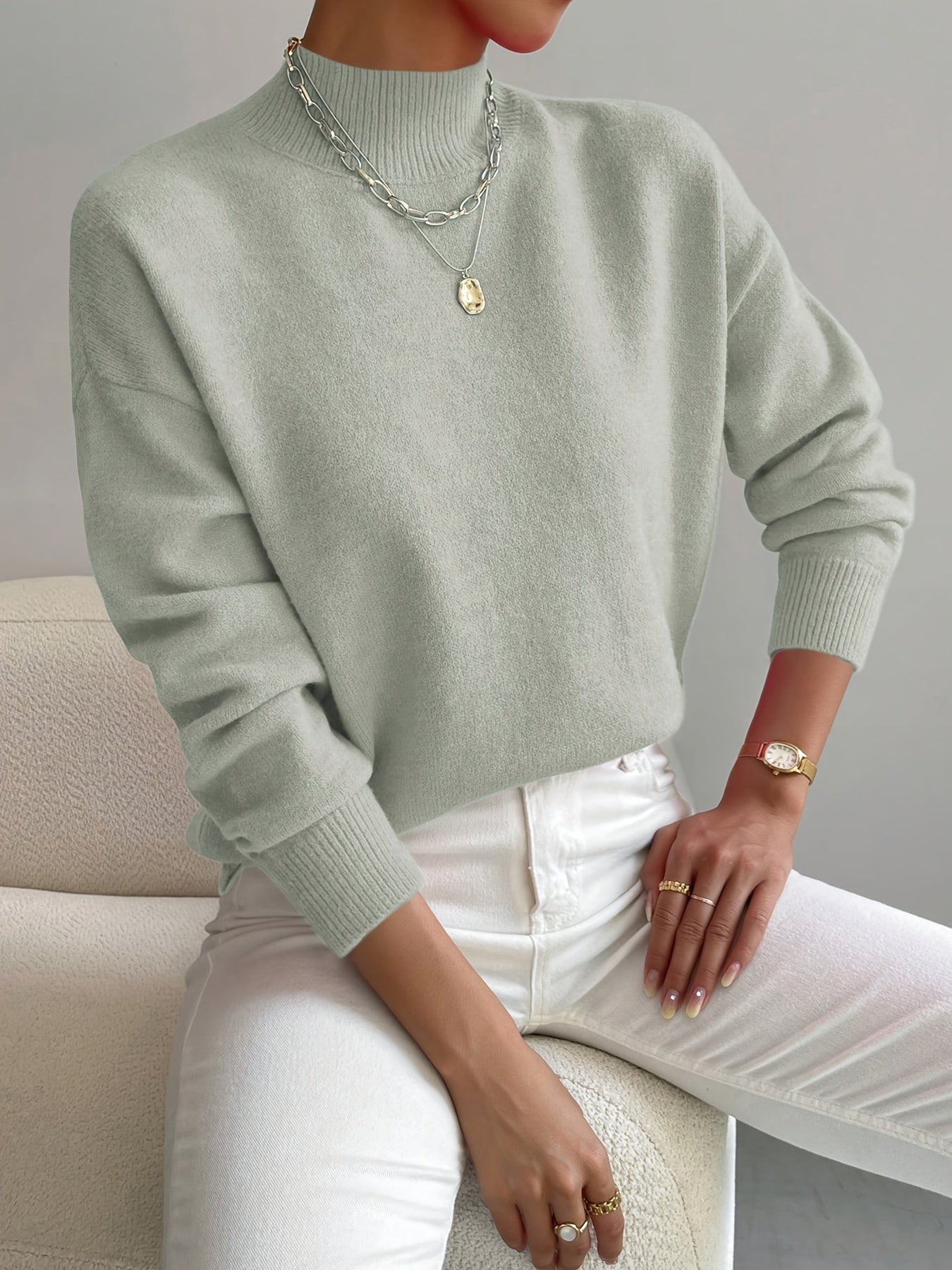 MODEGEIST Damen Rollkragenpullover Langarm Soft-Knit