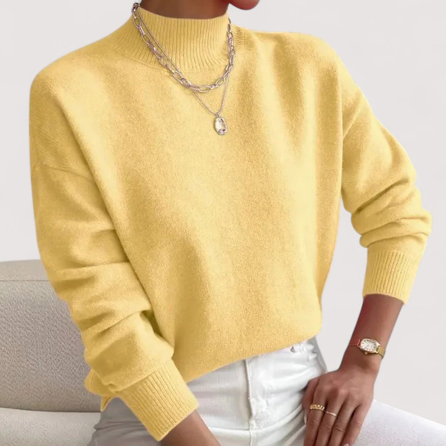 MODEGEIST Damen Rollkragenpullover Tailliert Weiche Textur
