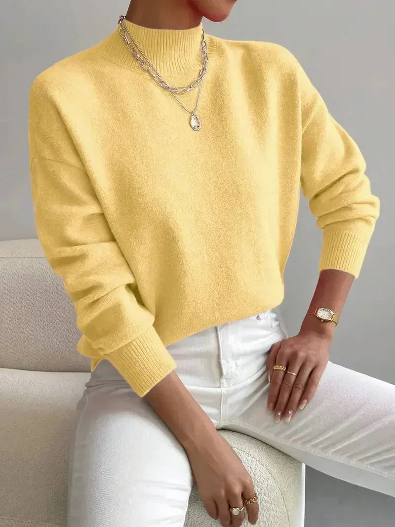 MODEGEIST Damen Rollkragenpullover Langarm Soft-Knit Beige