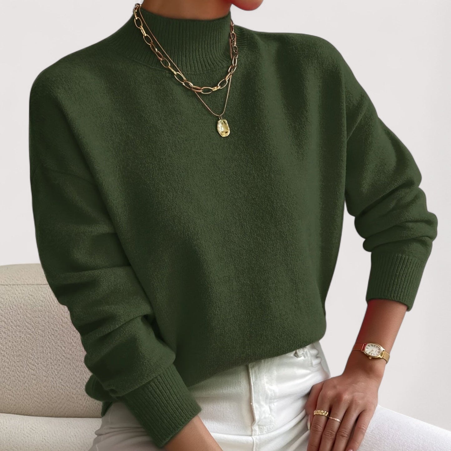 MODEGEIST Damen Rollkragenpullover Tailliert Weiche Textur