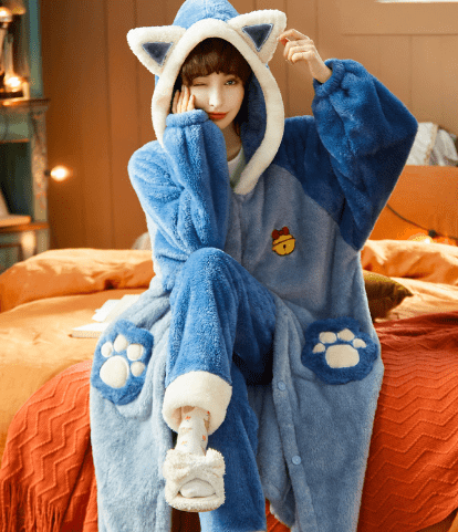 Bequemer, trendiger Damen-Pyjama mit Kapuze von Fudus
