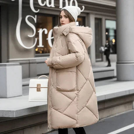 ModeGeist | Gepolsterte Jacke - Oversized-Passform - Kapuze mit Hohem Kragen - Verstellbare Bündchen - Mittellanges Modell