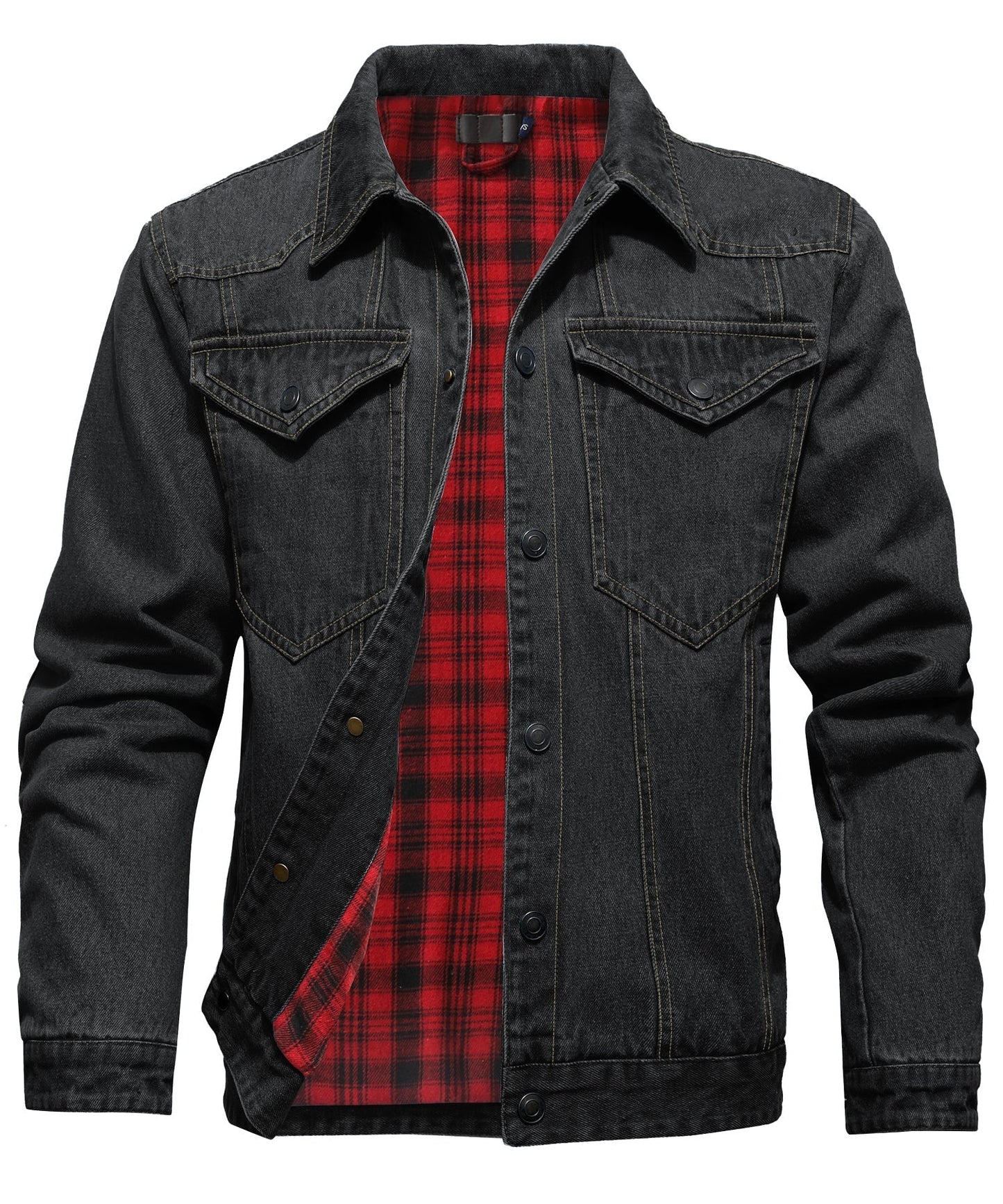 ModeGeist | Herren Denim Wandererjacke - Flanell gefüttert
