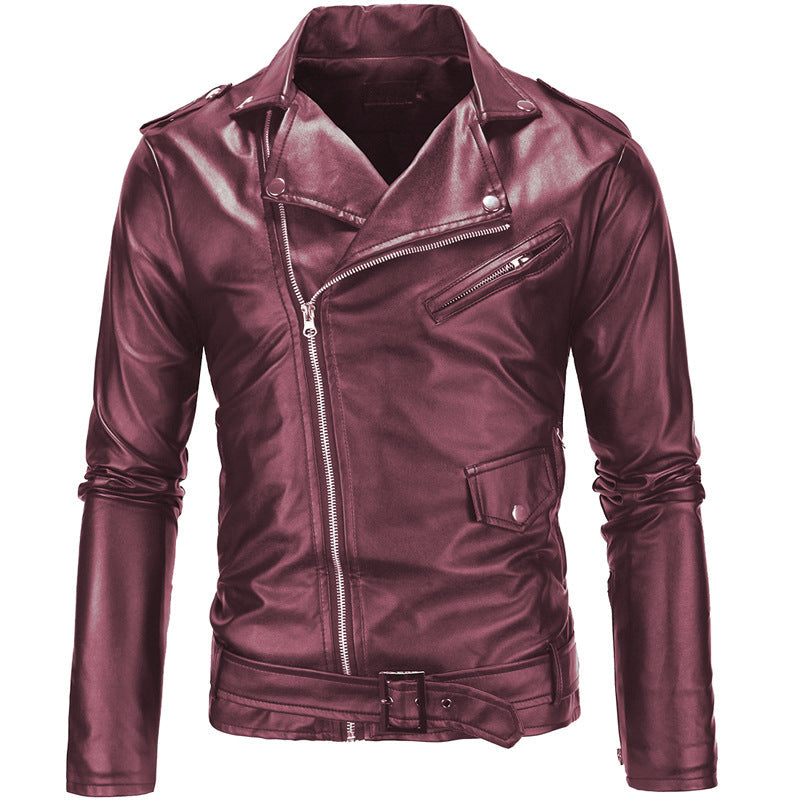 ModeGeist | Herren Echtes Leder Bikerjacke mit Asymmetrischem Reißverschluss