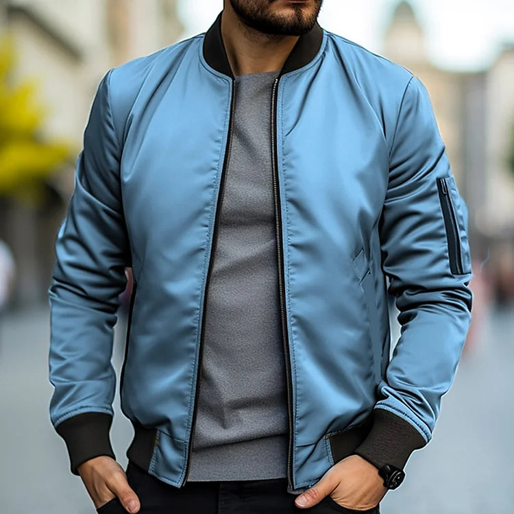 ModeGeist | Herren Leichte Bomberjacke mit geripptem Saum