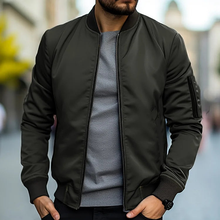 ModeGeist | Herren Leichte Bomberjacke mit geripptem Saum
