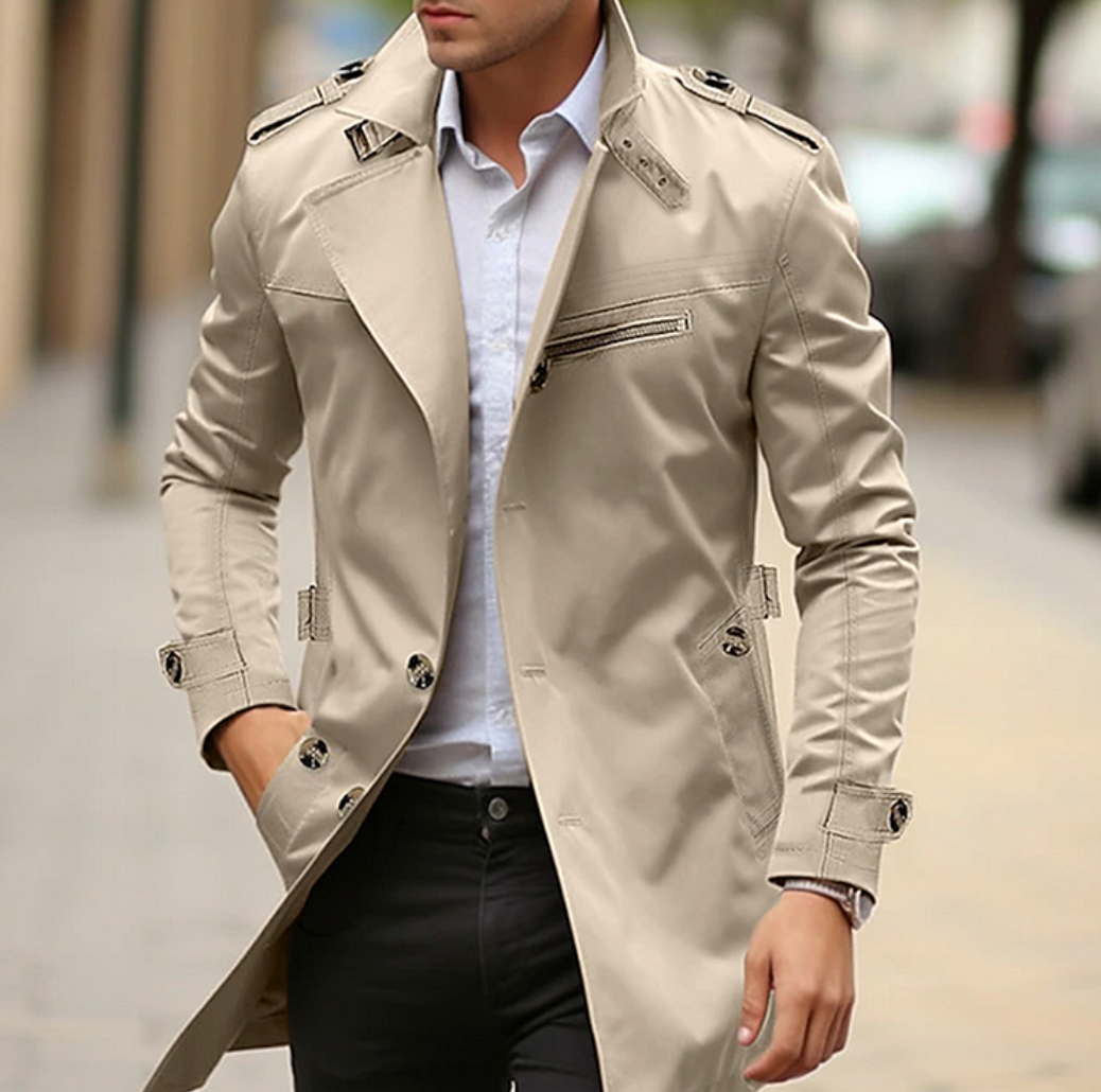 ModeGeist | Herren Premium Baumwolle Trenchcoat - Stylische Frühlingsoberbekleidung