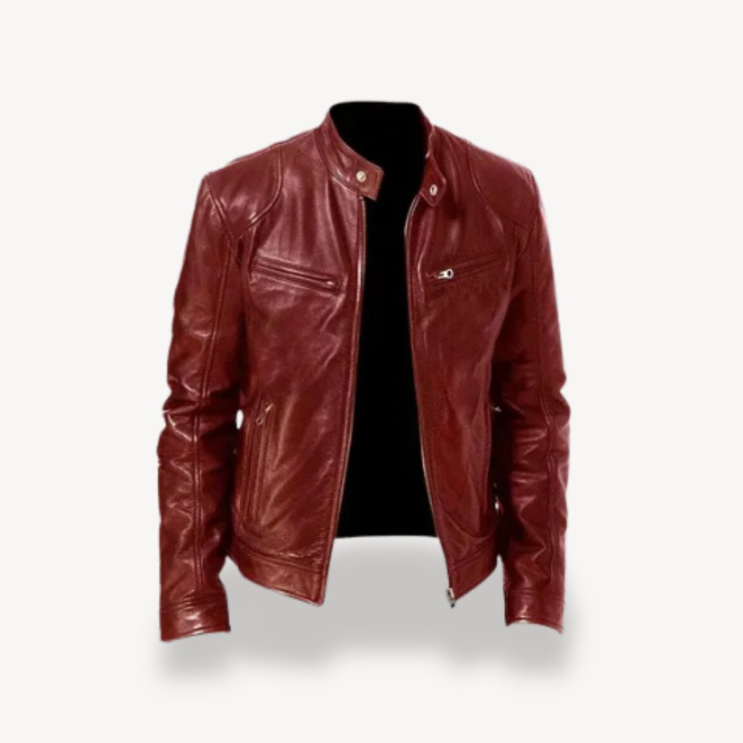 ModeGeist | Herren Premium Leder Bikerjacke - Reißverschluss-Stil