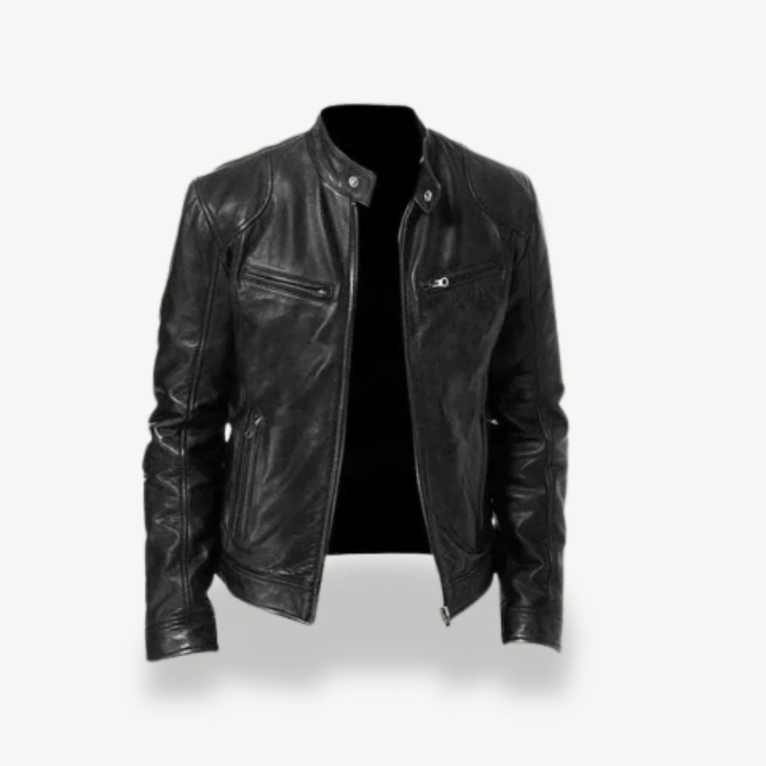 ModeGeist | Herren Premium Leder Bikerjacke - Reißverschluss-Stil