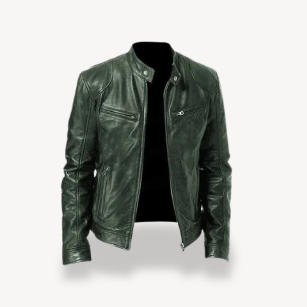 ModeGeist | Herren Premium Leder Bikerjacke - Reißverschluss-Stil
