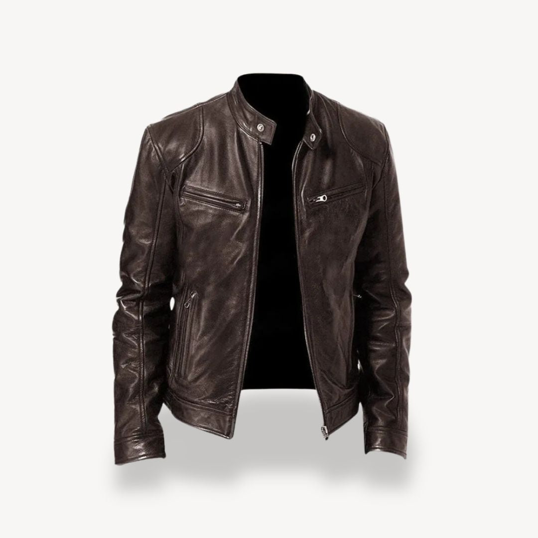 ModeGeist | Herren Premium Leder Bikerjacke - Reißverschluss-Stil