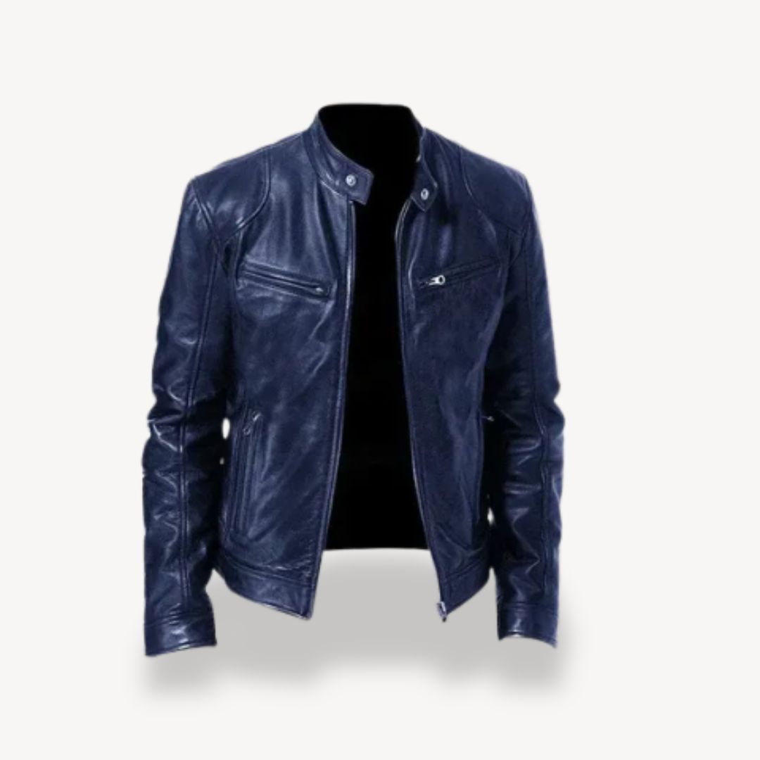 ModeGeist | Herren Premium Leder Bikerjacke - Reißverschluss-Stil