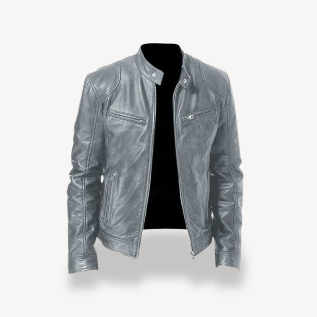 ModeGeist | Herren Premium Leder Bikerjacke - Reißverschluss-Stil