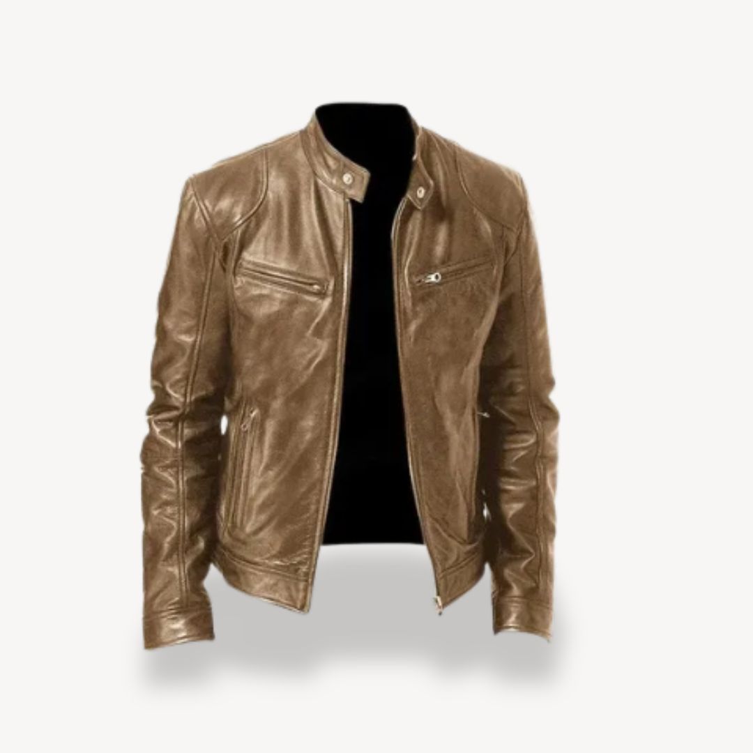 ModeGeist | Herren Premium Leder Bikerjacke - Reißverschluss-Stil