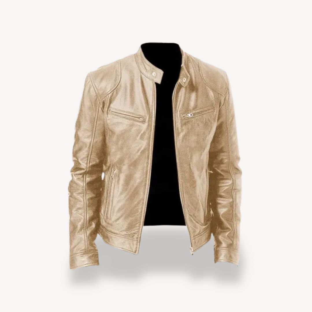 ModeGeist | Herren Premium Leder Bikerjacke - Reißverschluss-Stil