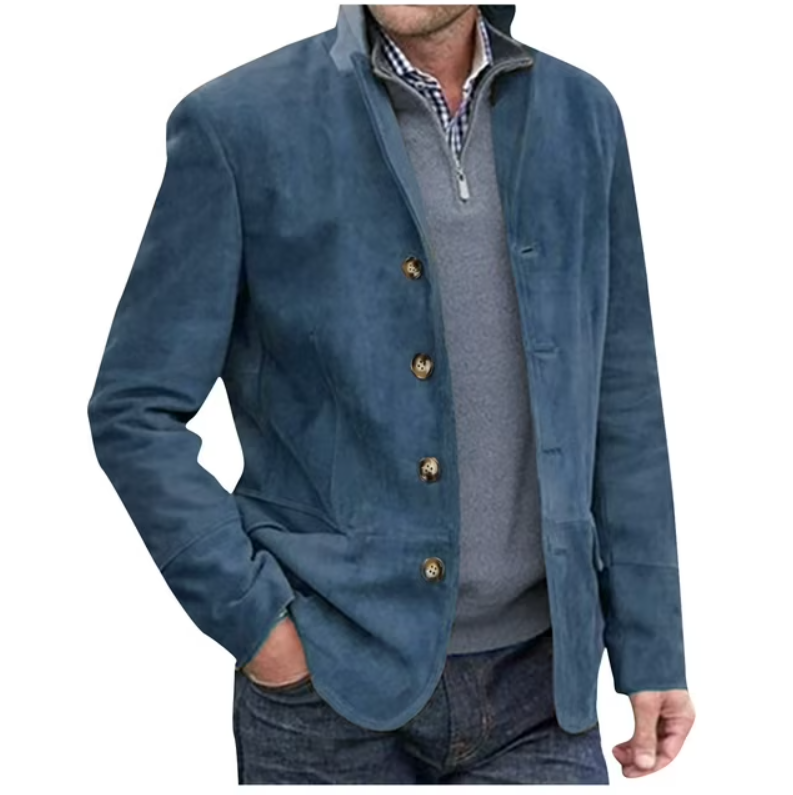 ModeGeist | Herren Wildleder Blazer Jacke, Blau & Braun, Elegant & Vielseitig