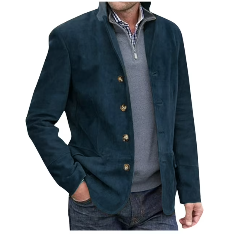 ModeGeist | Herren Wildleder Blazer Jacke, Blau & Braun, Elegant & Vielseitig