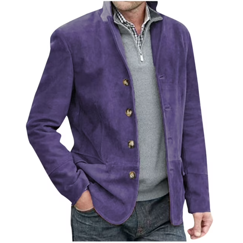 ModeGeist | Herren Wildleder Blazer Jacke, Blau & Braun, Elegant & Vielseitig