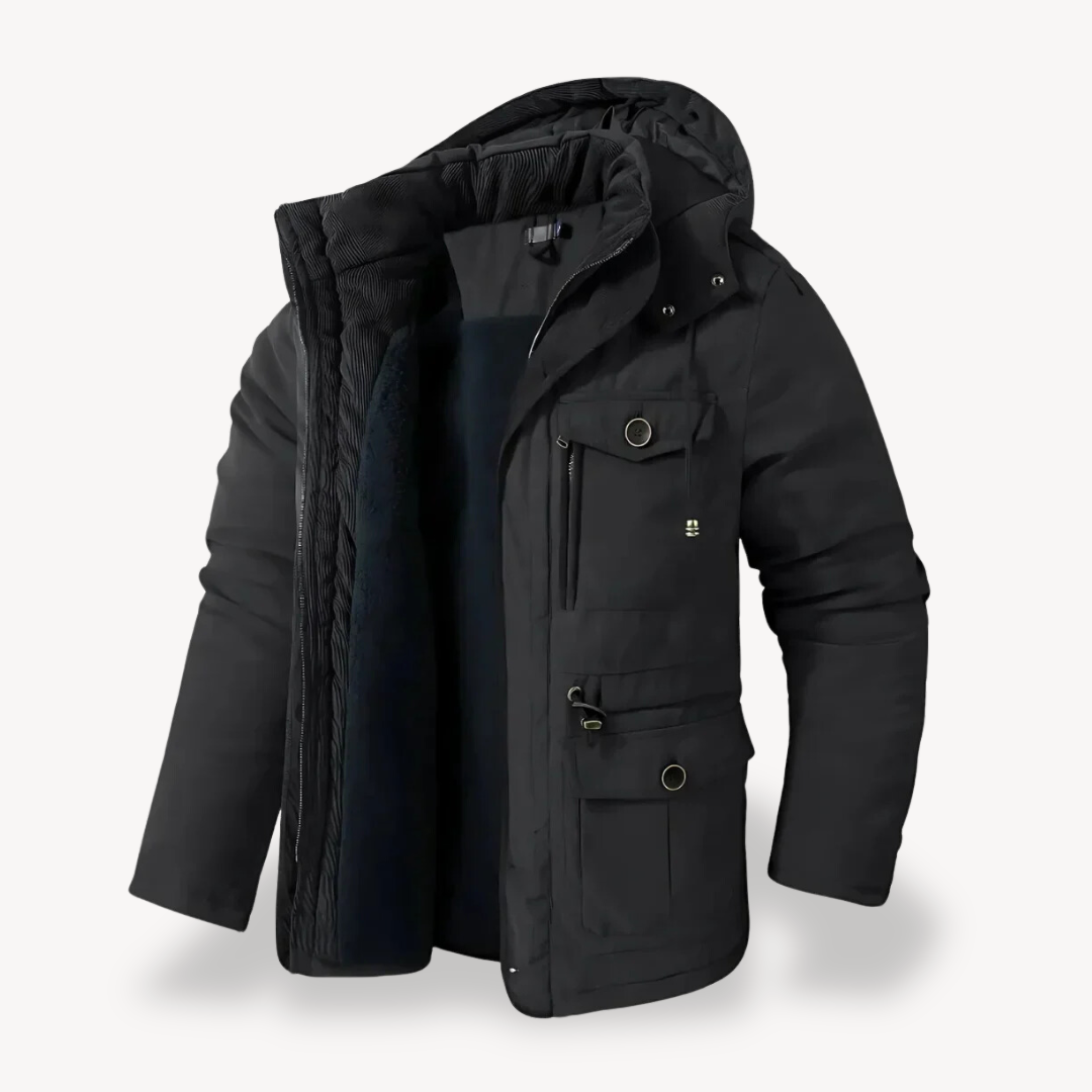 ModeGeist | Herren wasserdichter Winterparka mit fellgefütterter Kapuze