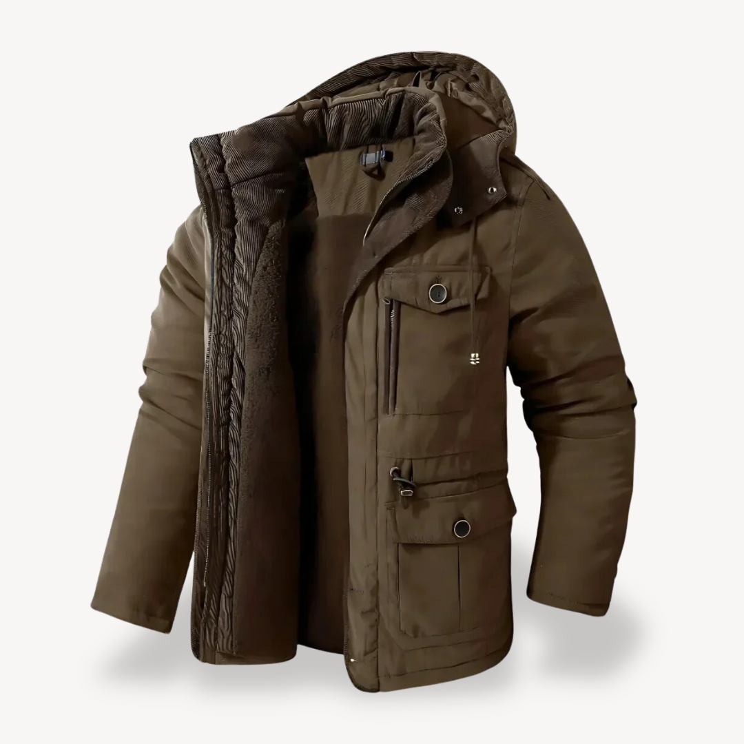 ModeGeist | Herren wasserdichter Winterparka mit fellgefütterter Kapuze