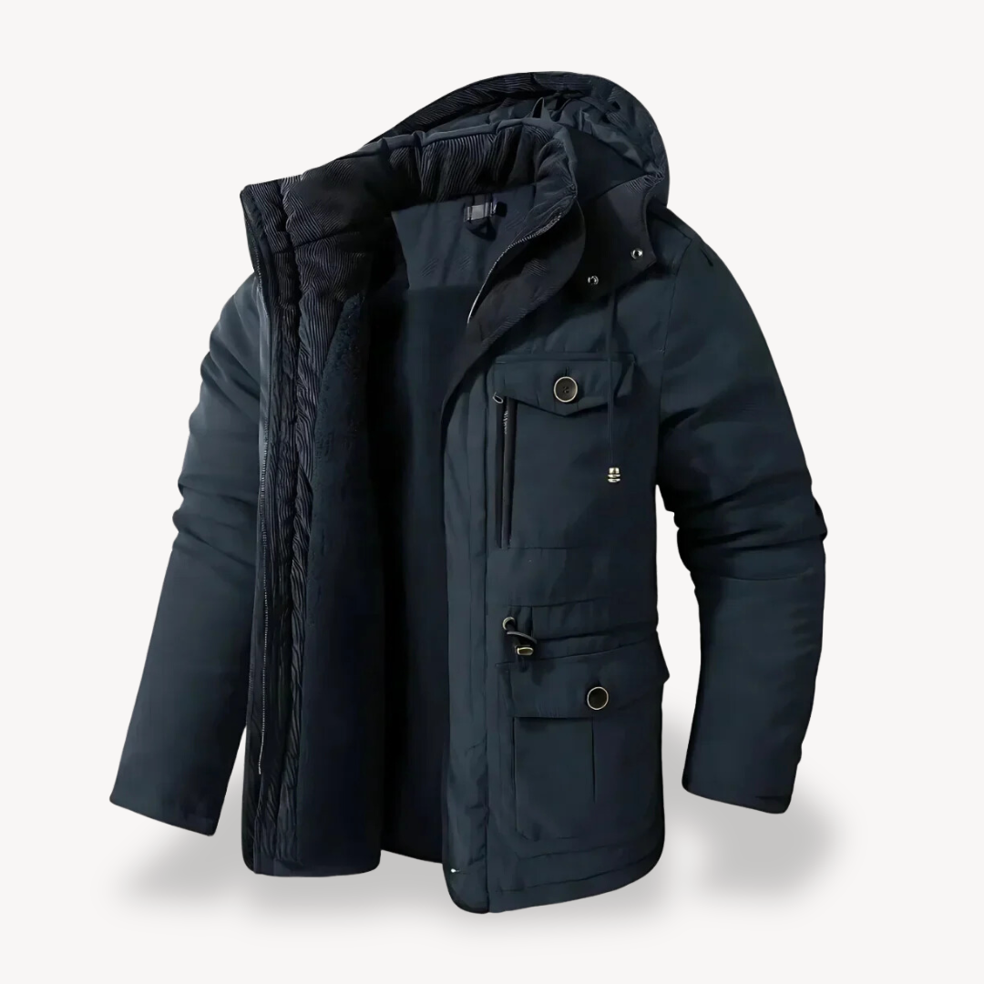 ModeGeist | Herren wasserdichter Winterparka mit fellgefütterter Kapuze